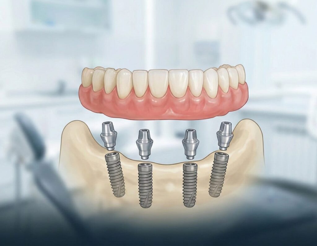 Immediate fixed denture All-on-4